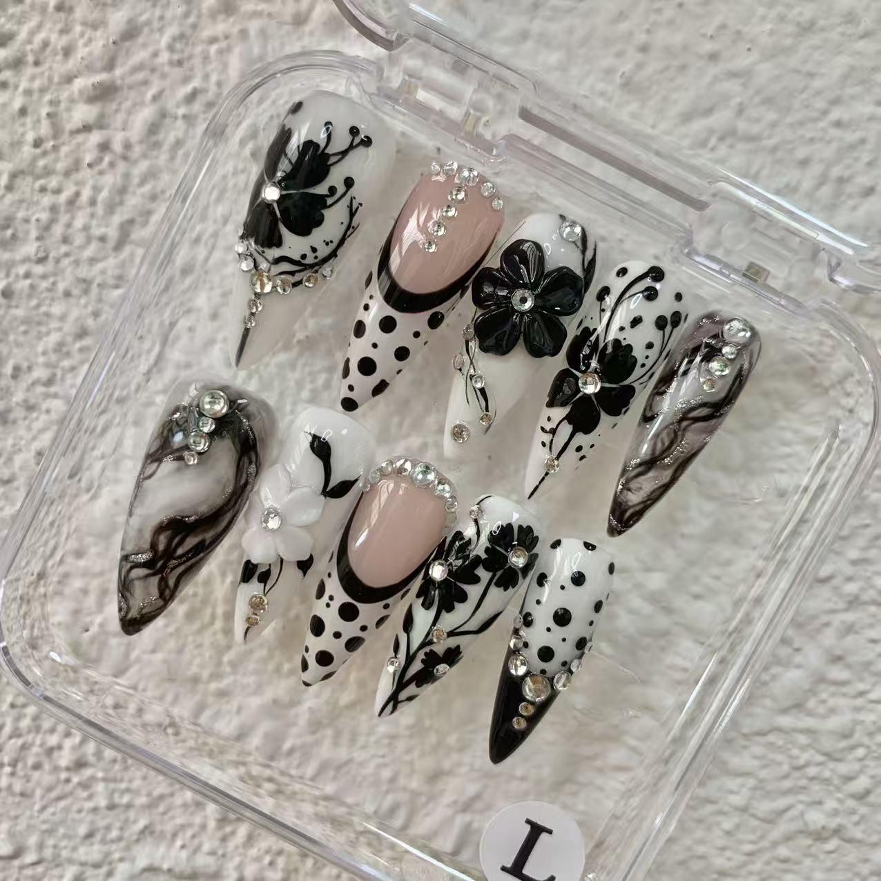 Promake H1102-H1150 New Limited Luxury Handmade Press-On Nails, Reusable Multi-Pack with Easy Nail Art, Different Lengths, Beach & Floral Designs, Long-Lasting, No Dry Time