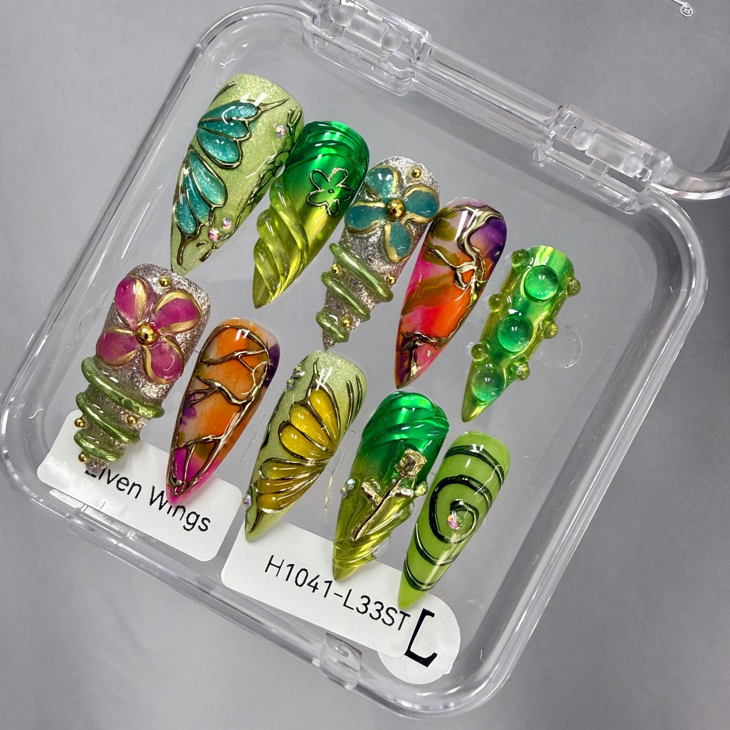 Promake 2026 New Summer Press-On Nails Collection| 100% Handmade Luxury Nails- Beach Ready Nails- Salon Nails at Home- Long Nail Set  with Art Designs & Care Tools - Ready to Gift - Size S-L