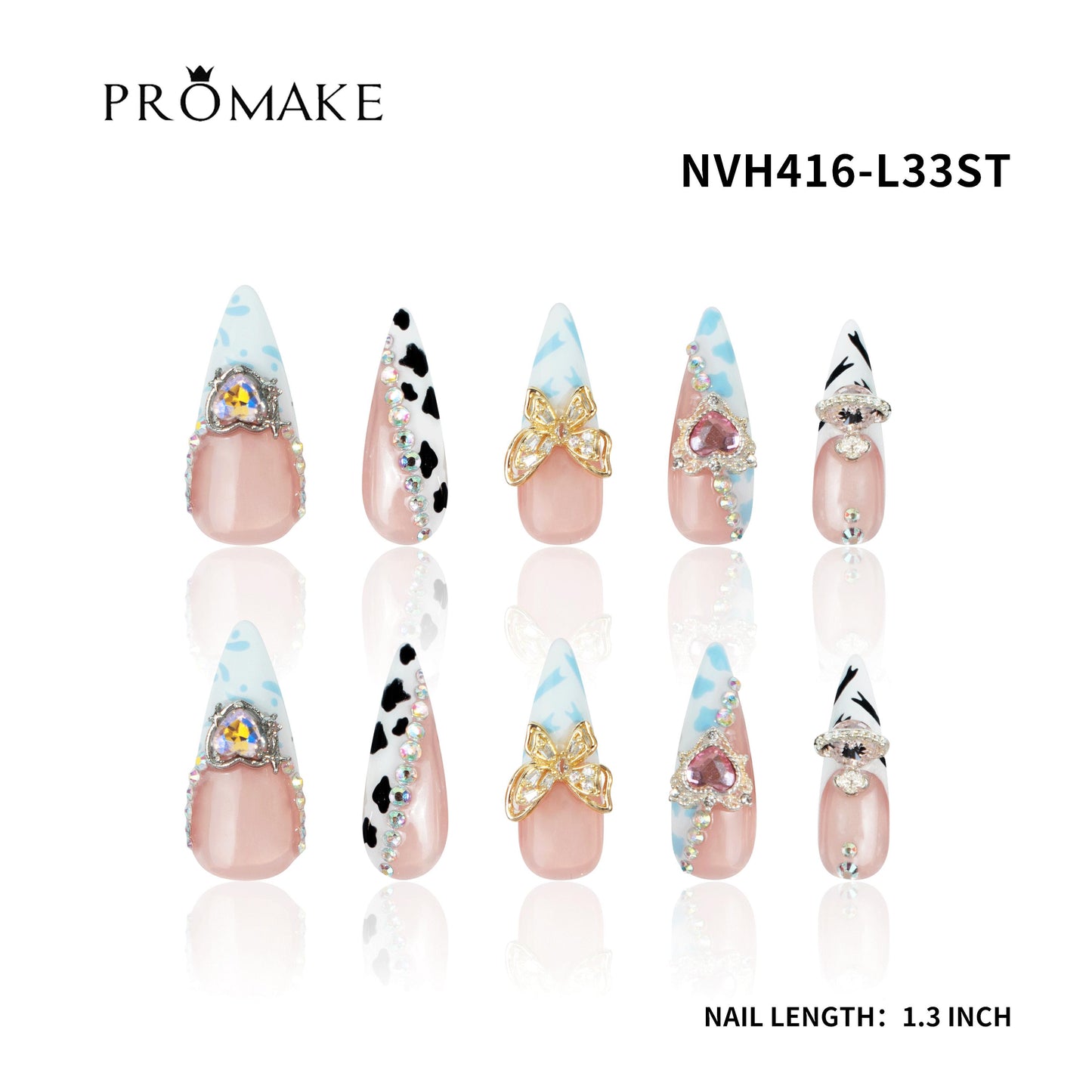 Promake x Kymieann Luxury Handmade Press on Nails-  Hand Nails and Toe Nails-  Nail Art Nail Care-With Nails Tools-  Salon Quality-  33MM Length-  Long Length-  S-L Size