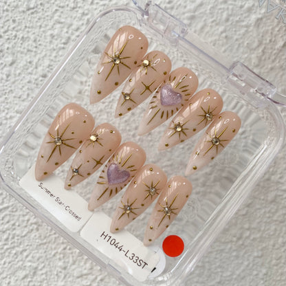 Promake H1044-L33ST Handmade Press On Nails, Summer Beach Ready, Nail Inspo Name Accessory