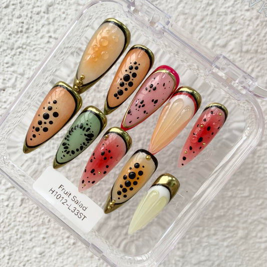 Promake H1012-L33ST Handmade Press On Nails, Summer Beach Ready, Nail Inspo Name Accessory