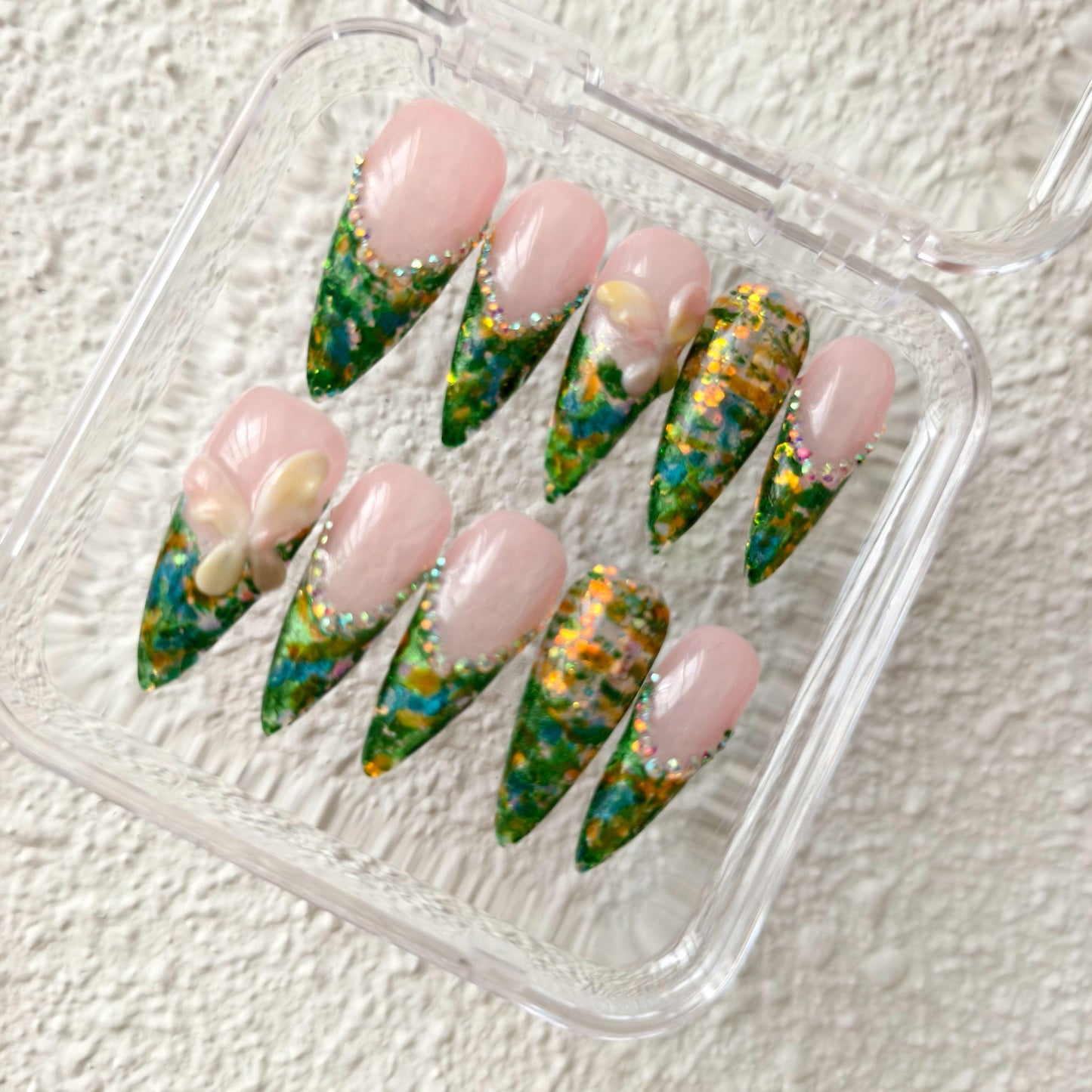 Promake Luxury Handmade Press On Nails - 1.3 Inches (NO.2 Nalis), 33MM Super Long Length, S-L Sizes, Crystal Decorations
