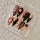 Promake Fall Muse Collection Luxury Handmade Women's Reusable 3D Acrylic Press On Nails - Cat Eye, Rhinestone, Unique Autumn Designs, Multiple Shapes & Lengths, Application Kit, Nail Art Supply