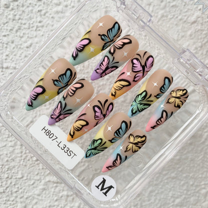 Promake H807-L33ST Handmade Press On Nails, Summer Beach Ready, Nail Inspo Name Accessory