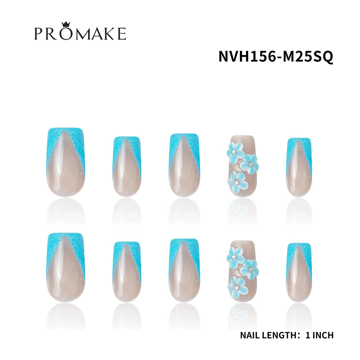 Promake [NV] 1inch /25MM- Luxury Handmade Press on Nails-Unique Design-High Quality Nails - With 4 Sets Nails Tools-Long Length-S-L Size