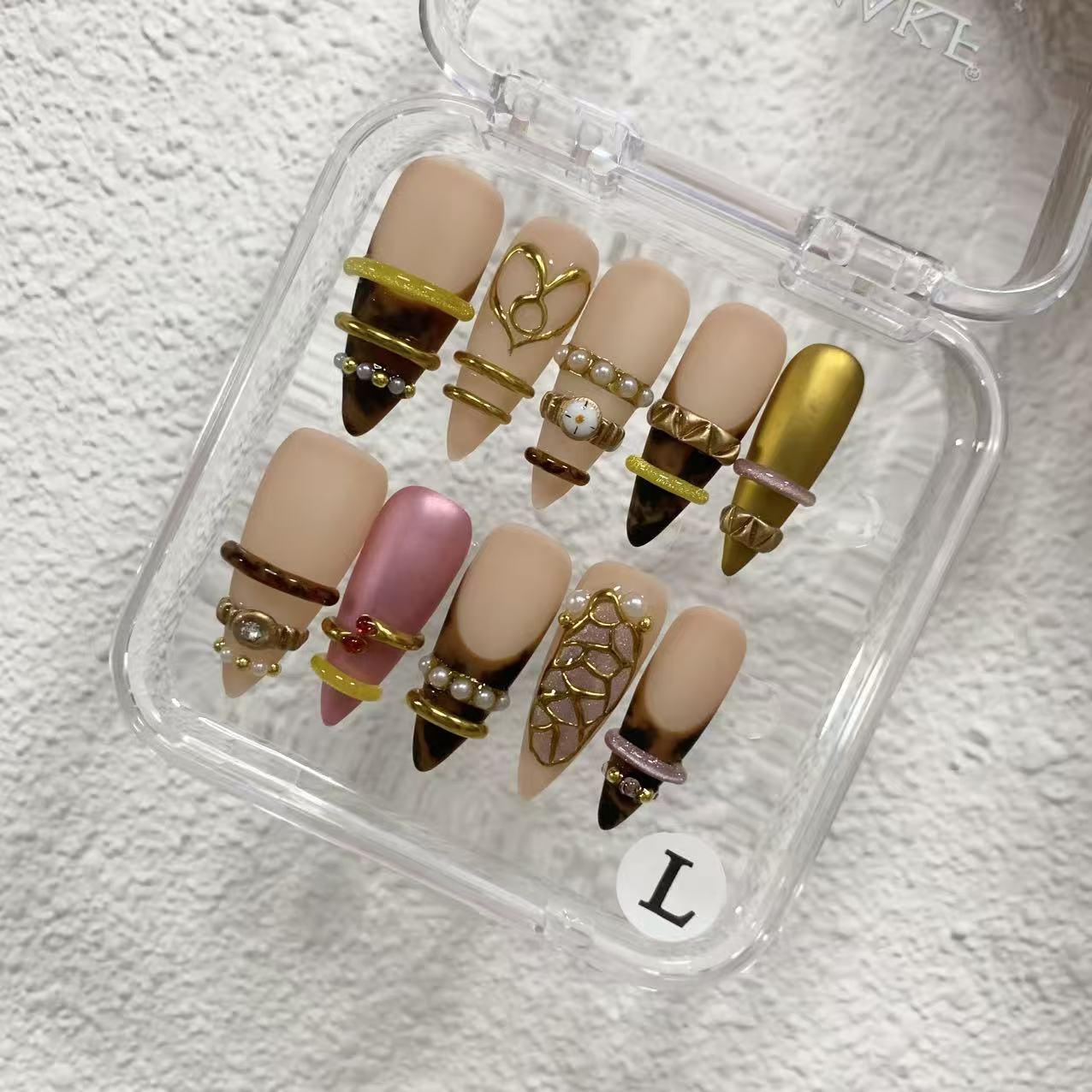 Promake | One Trending Luxury Handmade Press On Nails for Women, Reusable 3D Acrylic Fake Nails, Rhinestone & Unique Nail Art Designs, Multiple Shapes and Lengths, Ships from USA