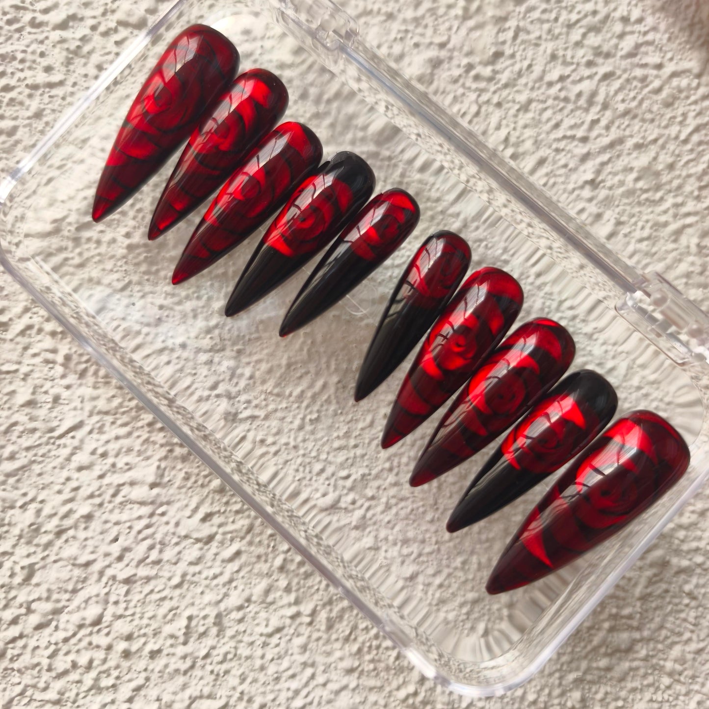 Promake Rose Cat Eye Luxury Handmade 33MM Acrylic Press On Nails Multi Pack - Customized with Art Designs & Care Tools, Long-Lasting S-XL Size Premium Ready-to-Gift Set (Custom Order Confirmation Required), Customized Nails