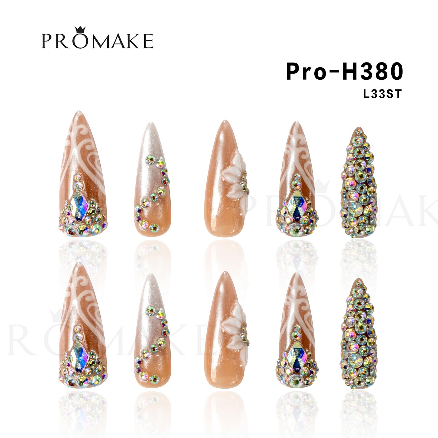 Promake x Kymieann Luxury Handmade Press on Nails-  Hand Nails and Toe Nails-  Nail Art Nail Care-With Nails Tools-  Salon Quality-  33MM Length-  Long Length-  S-L Size