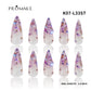 Promake Wonders Handmade Press-On Nails - Open InLive Crystal Design, Single Item, Luxury Unique Style, Salon Quality, Long Length, S-L Sizes, 4 Sets of Nail Tools, Handmade Press Ons
