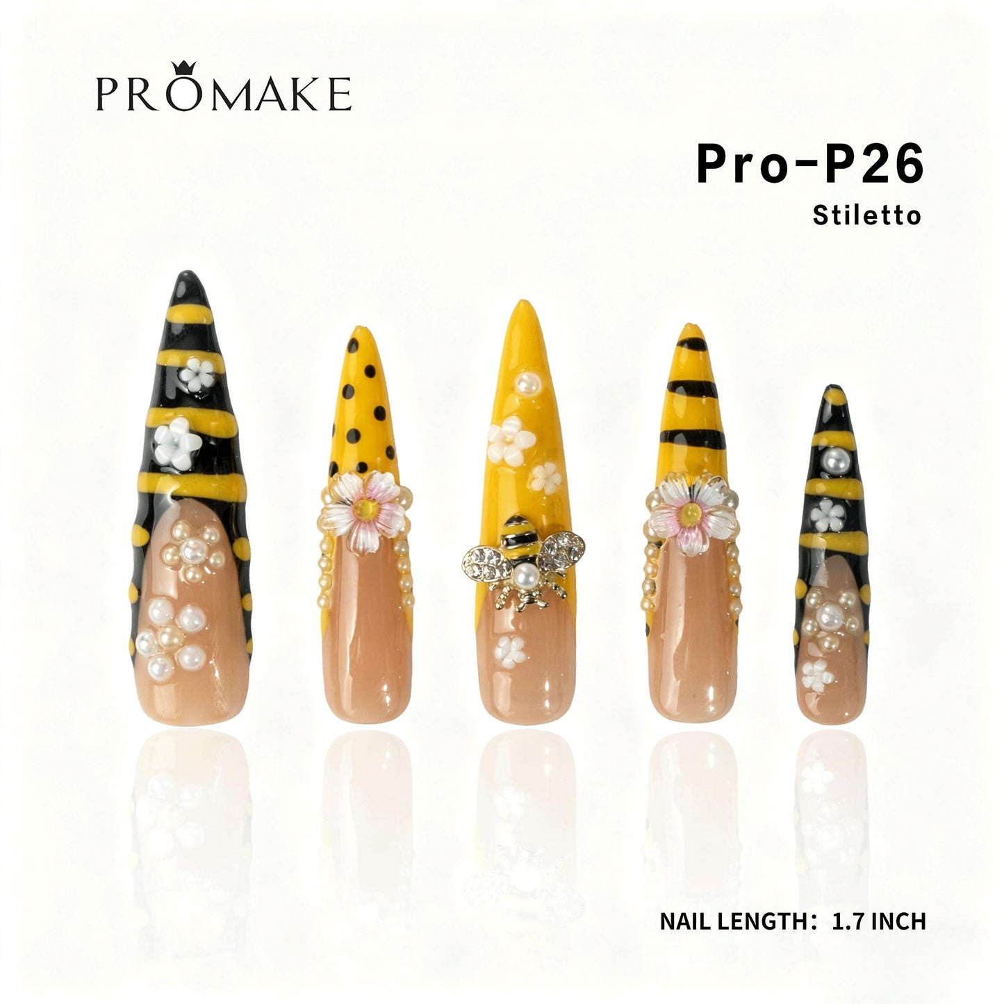 Promake 2.13 Inch Nails-  Luxury Handmade Press on Nails-  Nail Art Nail Care-  With Nails Tools-  54MM Length Super Long Length-XS-XLSize