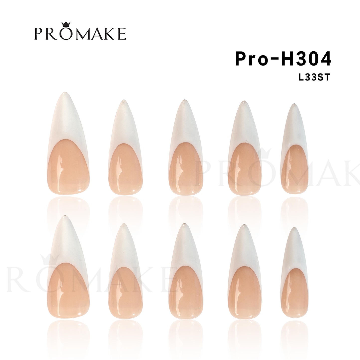 Promake French Classical -  100% Handmade Nails- Press On Nails- Elegance nails-Luxurious Nails-10 PCS with Glue,Coffin French Tips,Stiletto French Tips,Almond French Tips,Perfect for DIY Nail Art and Gifts-size -XS-XL