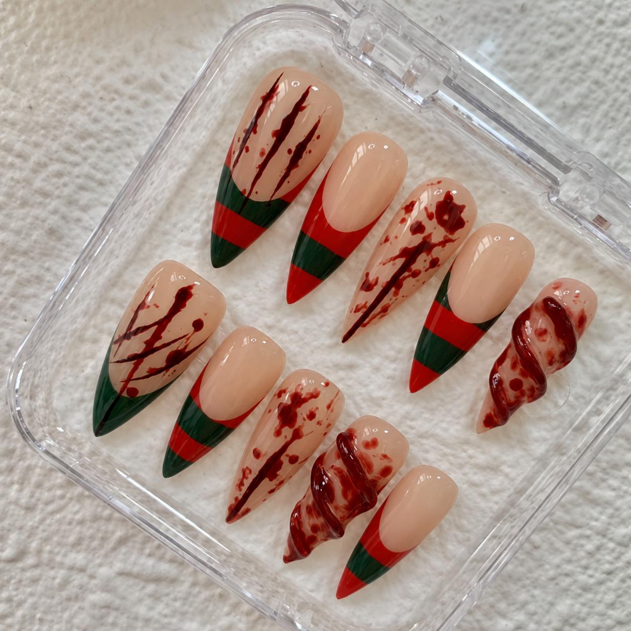 Promake Spooky Aesthetic Press On Nail Kit Set - Handmade Finish Decorative Nails, Reusable Secure Acrylic False Manicure with Tools, Various Sizes, Easy Wear Fashionable Gothic Styles for Women