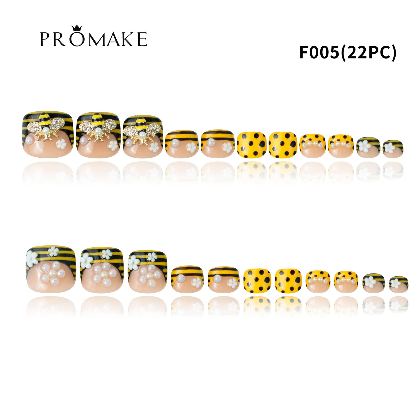 |Promake Toe Nails|- Totally 22 PCS Toe Nails- Luxurious Feet Nails- 100% Hand Made- Press On Toe Nails- Foot Nails