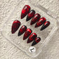Promake Rose Cat Eye Luxury Handmade 33MM Acrylic Press On Nails Multi Pack - Party Wear, Dressy, Feminine, Midnight Black, Custom Art Designs, Care Tools, Long-Lasting S-XL Premium Ready-to-Gift Set (Custom Order Confirmation Required), Acrylic Nails, Go