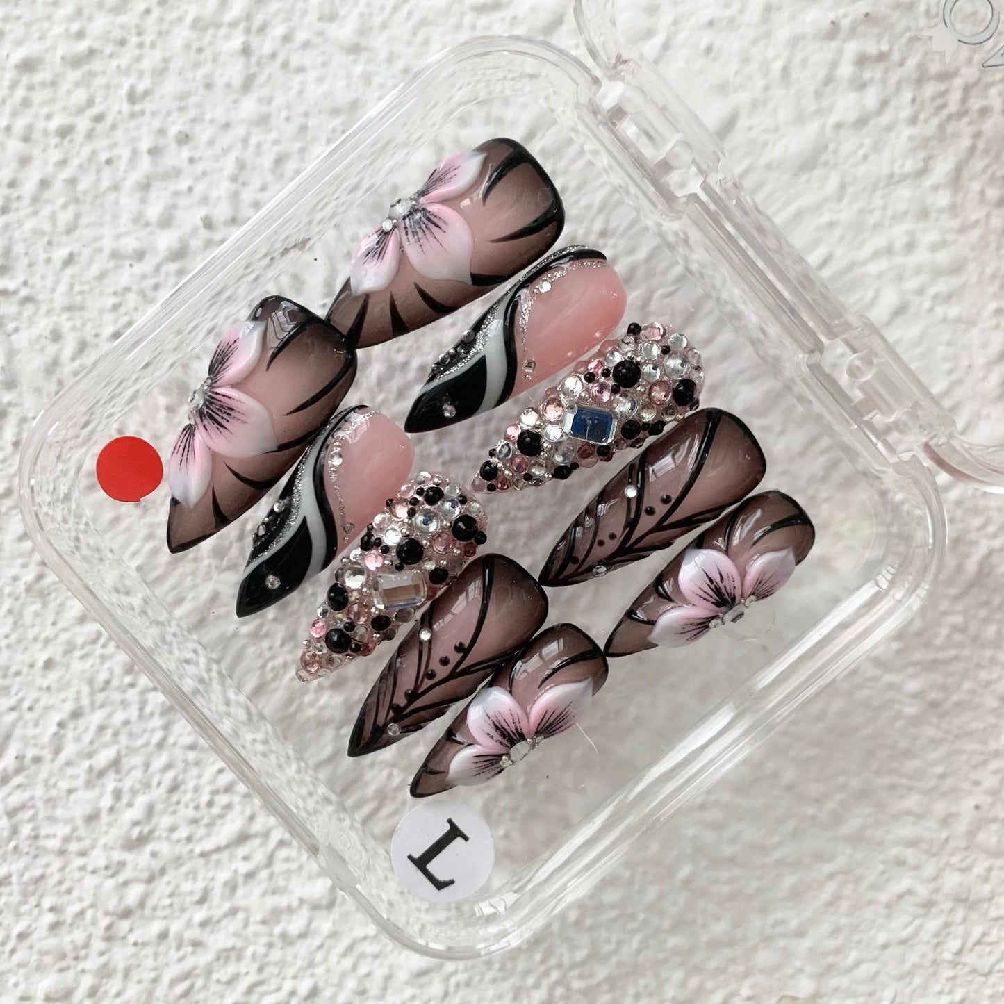 Promake | Two Trending  Luxury Handmade Acrylic Press On Nails for Women - Reusable, 3D Nail Art, Rhinestones, Unique Designer Styles, Multiple Shapes & Lengths, Upgraded Application Kit, Multi-Size