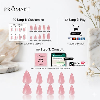 Promake Luxury - Custom Design -Handmade Press On Nails 10PCS Reuseable Nails wtih Nail tools