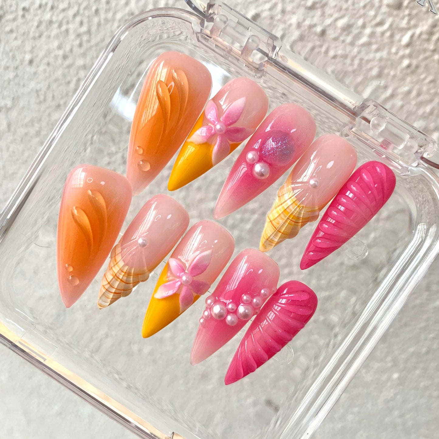 Promake Summer new design - Luxury Handmade Press On Nails, 2026 New Summer Nail ,beach nails,floral nails | long lasting/reuse,sumer limitetd