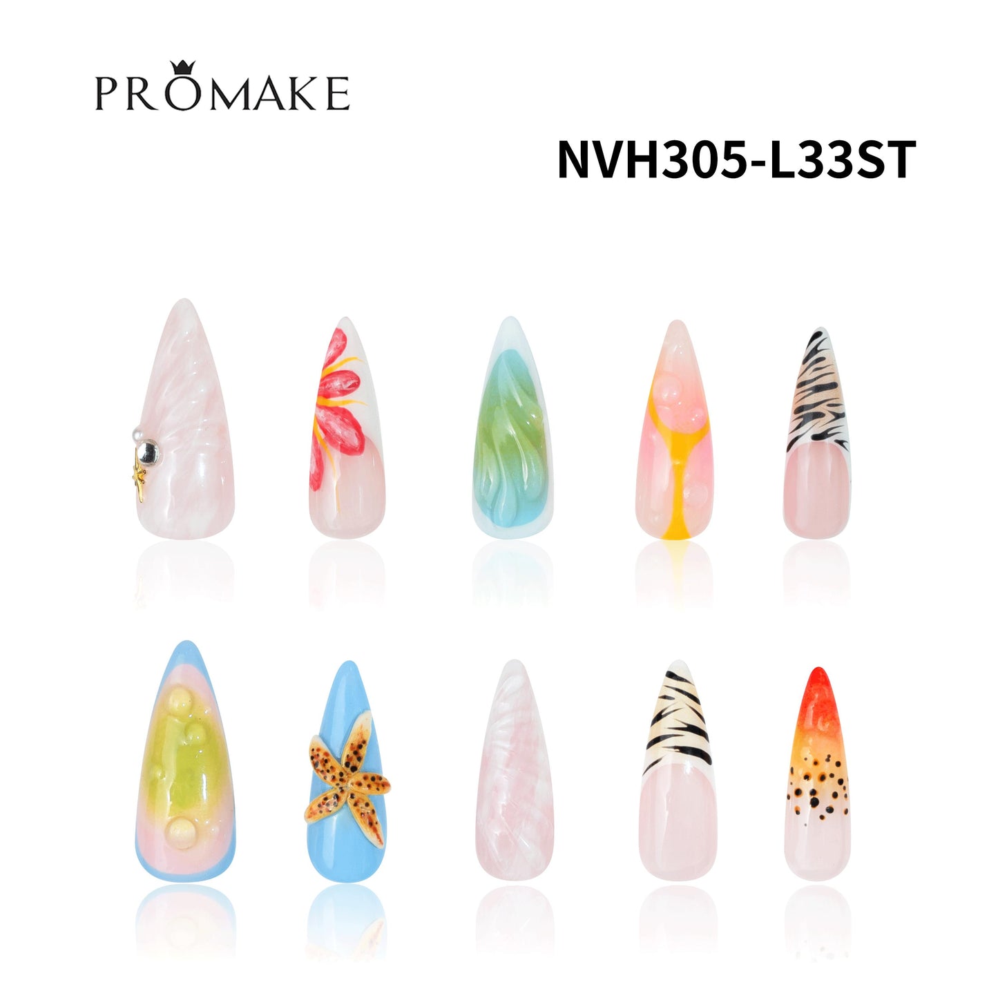 Promake Nails | New XS Size | 100% Handmade Luxury Nails-  Luxury Handmade Press on Nails-Nail Art Nail Care-With Nails Tools-Different Length