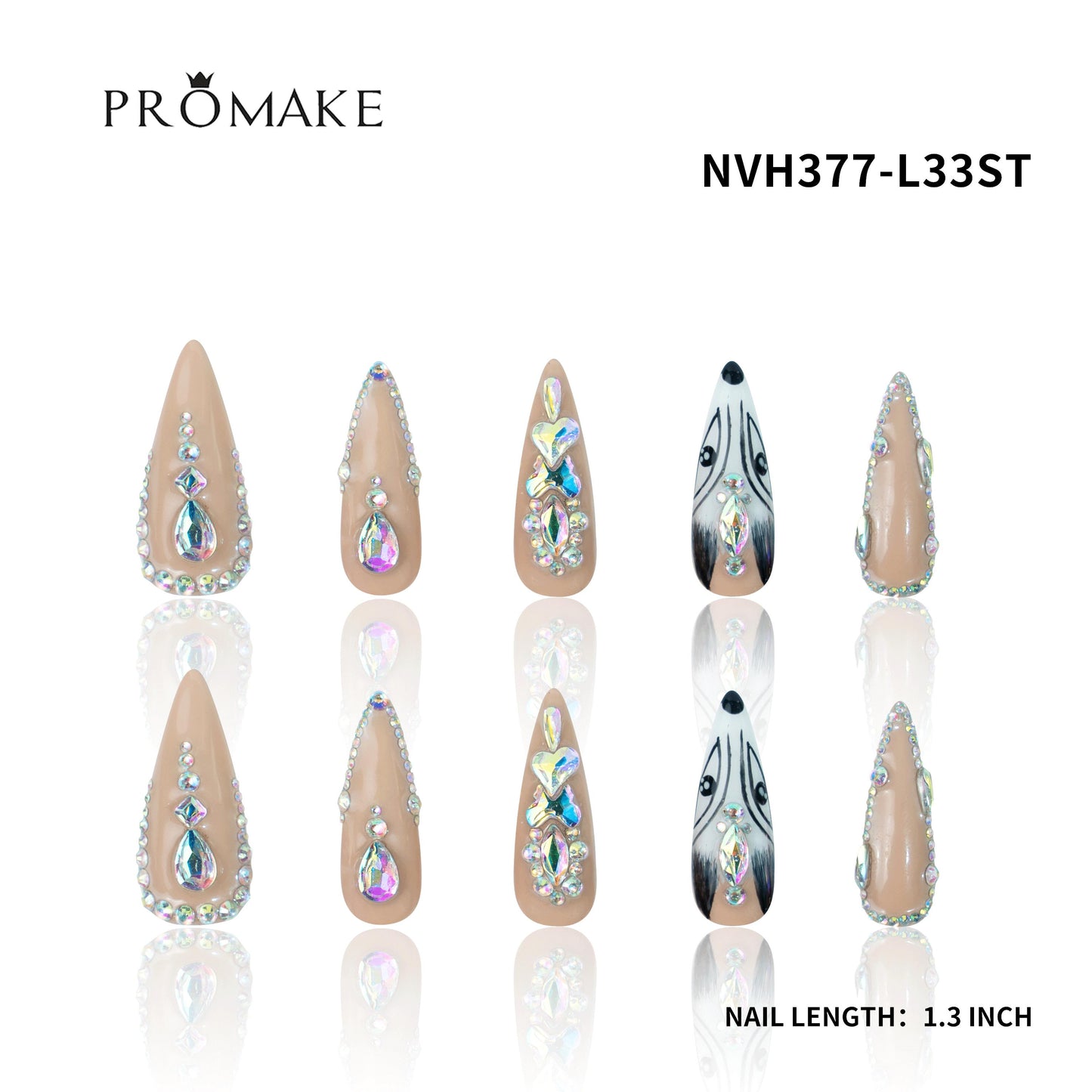 PROMAKE MUST HAVE LD- NEW Girl MUST HAVE- Luxury Handmade Press on Nails-Nail Art Nail Care-With Nails Tools- 33MM Length Super Long Length - XS-XL Size