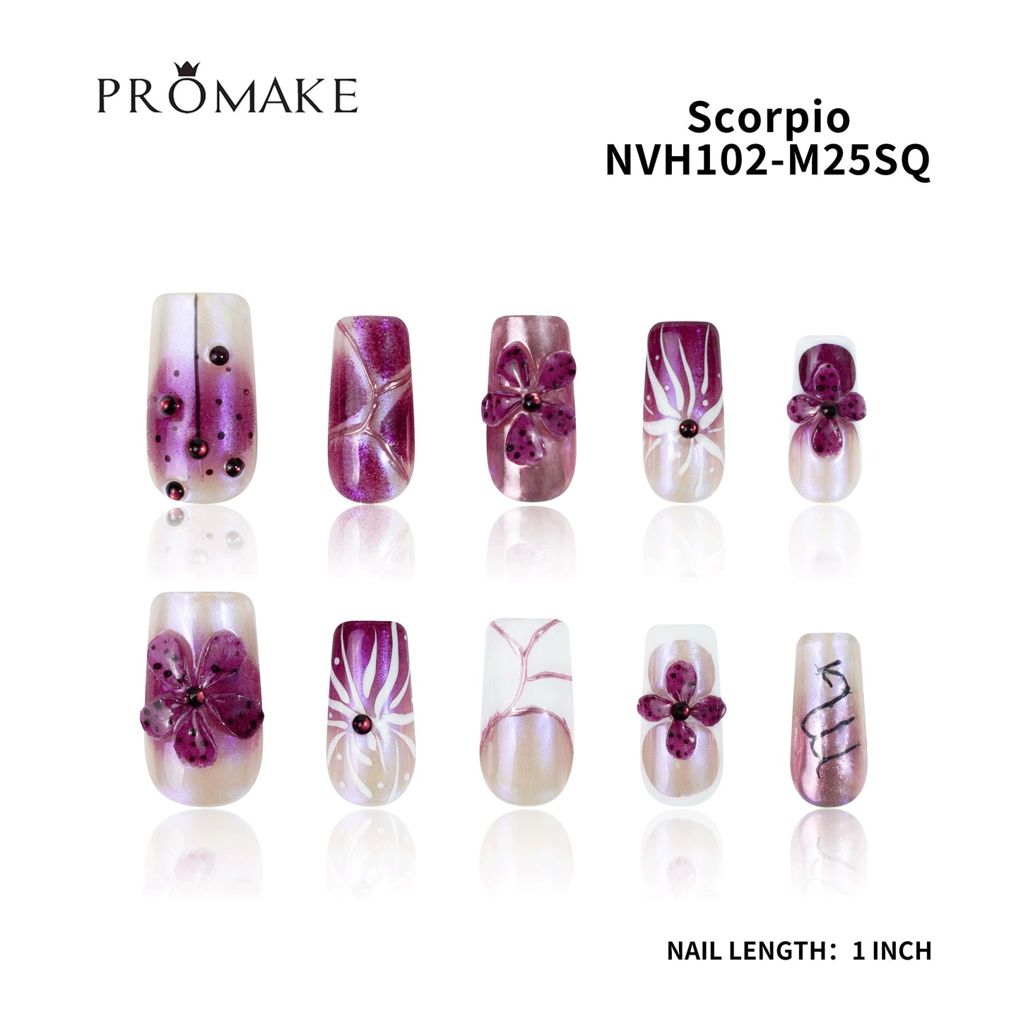 PROMAKE MUST HAVE LD- NEW Girl MUST HAVE- Luxury Handmade Press on Nails-Nail Art Nail Care-With Nails Tools- 33MM Length Super Long Length - XS-XL Size