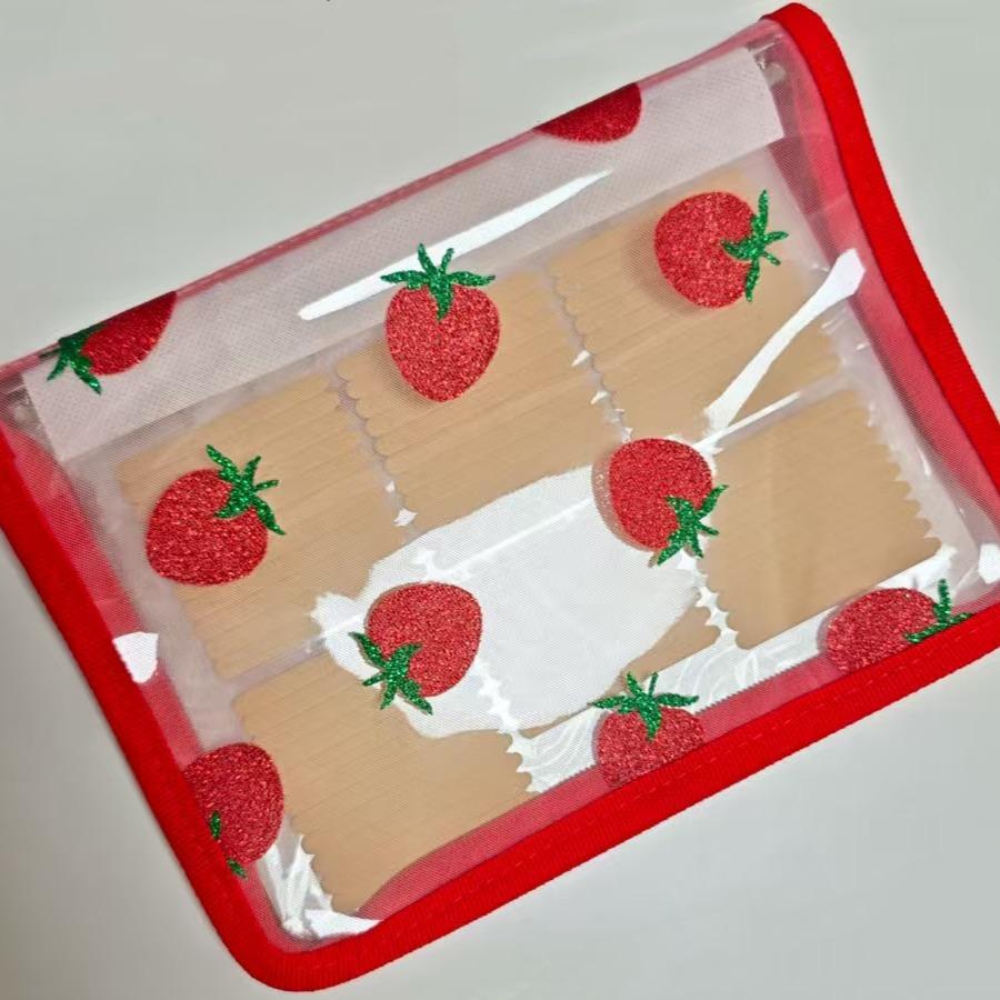 Promake Strawberry Storage Book-Nails Collection Book-Cute-Contains 1 Ruler and 132 Jelly Strip-Collection Nails-Lovely- Not Concluding the Nails