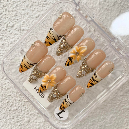 Promake H905-L33ST Handmade Press On Nails, Summer Beach Ready, Nail Inspo Name Accessory