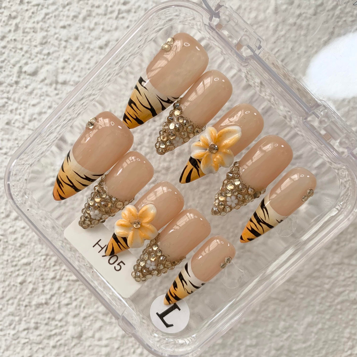 Promake H905-L33ST Handmade Press On Nails, Summer Beach Ready, Nail Inspo Name Accessory