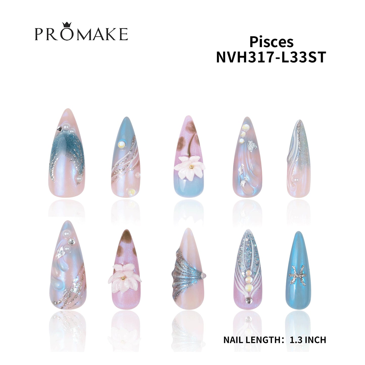 Promake x Kymieann Luxury Handmade Press on Nails-  Hand Nails and Toe Nails-  Nail Art Nail Care-With Nails Tools-  Salon Quality-  33MM Length-  Long Length-  S-L Size