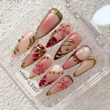 Promake H949-L33ST Handmade Press On Nails, Summer Beach Ready, Nail Inspo Name Accessory