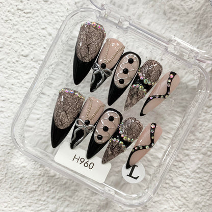 Promake H960-L33ST Handmade Press On Nails, Summer Beach Ready, Nail Inspo Name Accessory
