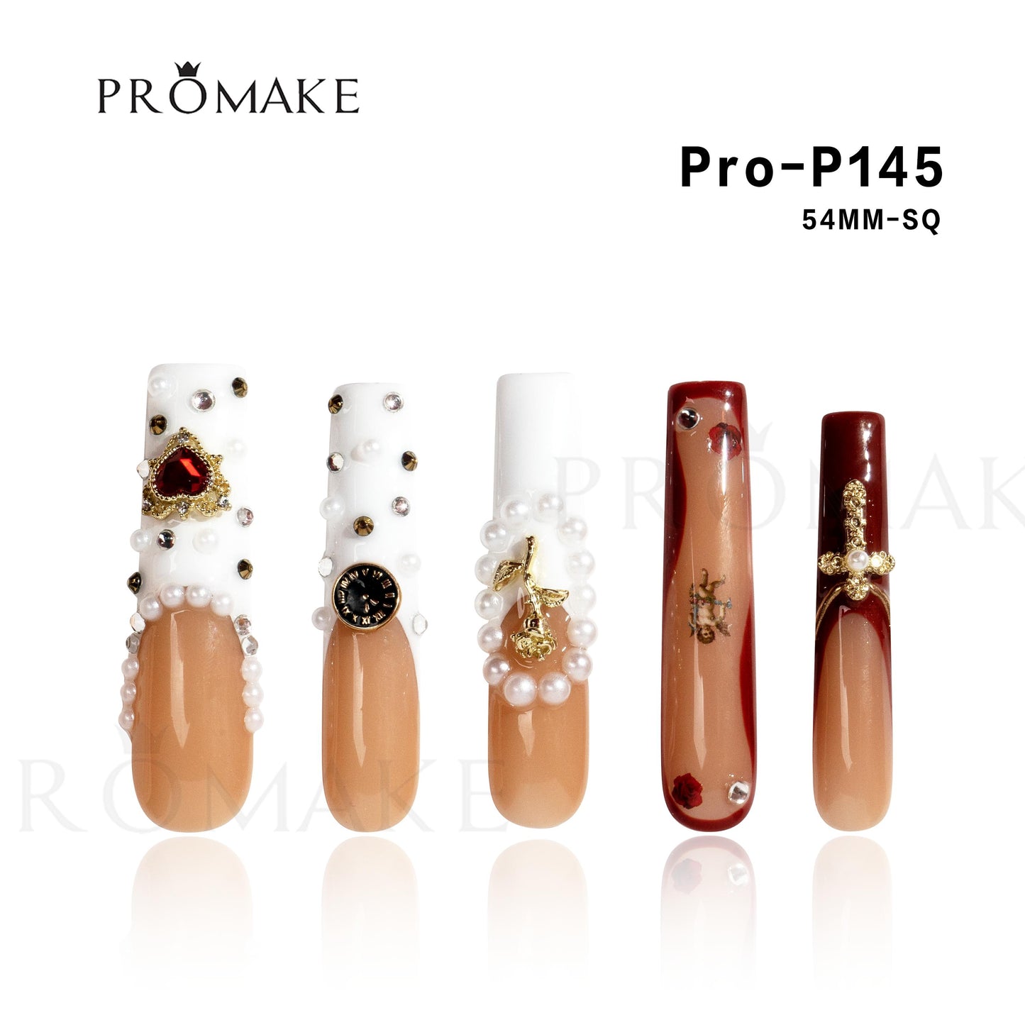 Promake 2.13 Inch Nails-  Luxury Handmade Press on Nails-  Nail Art Nail Care-  With Nails Tools-  54MM Length Super Long Length-XS-XLSize