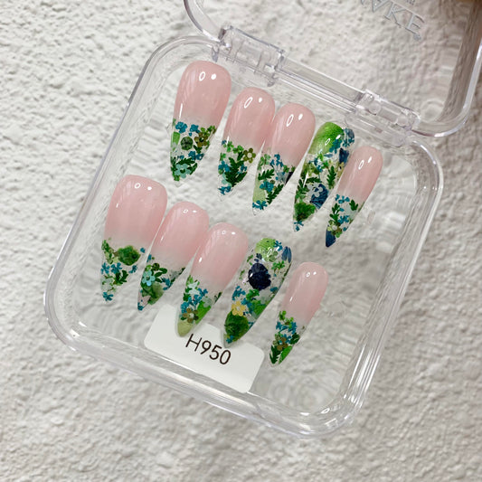 Promake H950-L33ST Handmade Press On Nails, Summer Beach Ready, Nail Inspo Name Accessory