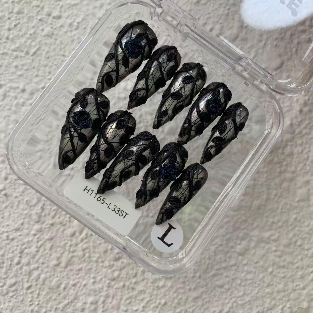Promake | One Trending Luxury Handmade Press On Nails for Women, Reusable 3D Acrylic Fake Nails, Rhinestone & Unique Nail Art Designs, Multiple Shapes and Lengths, Ships from USA