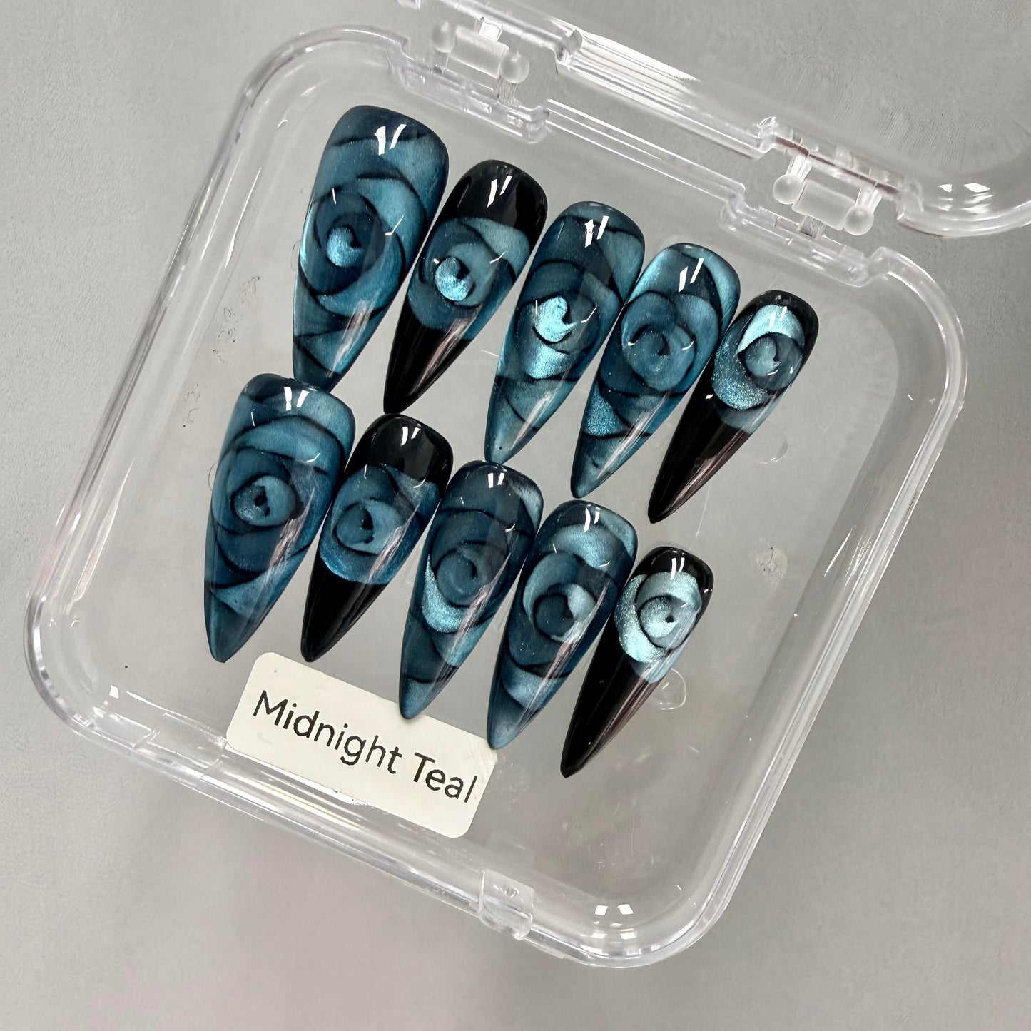 Promake Rose Cat Eye Luxury Handmade 33MM Acrylic Press On Nails Multi Pack - Customized with Art Designs & Care Tools, Long-Lasting S-XL Size Premium Ready-to-Gift Set (Custom Order Confirmation Required), Customized Nails