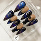 Promake | Two Trending  Luxury Handmade Acrylic Press On Nails for Women - Reusable, 3D Nail Art, Rhinestones, Unique Designer Styles, Multiple Shapes & Lengths, Upgraded Application Kit, Multi-Size