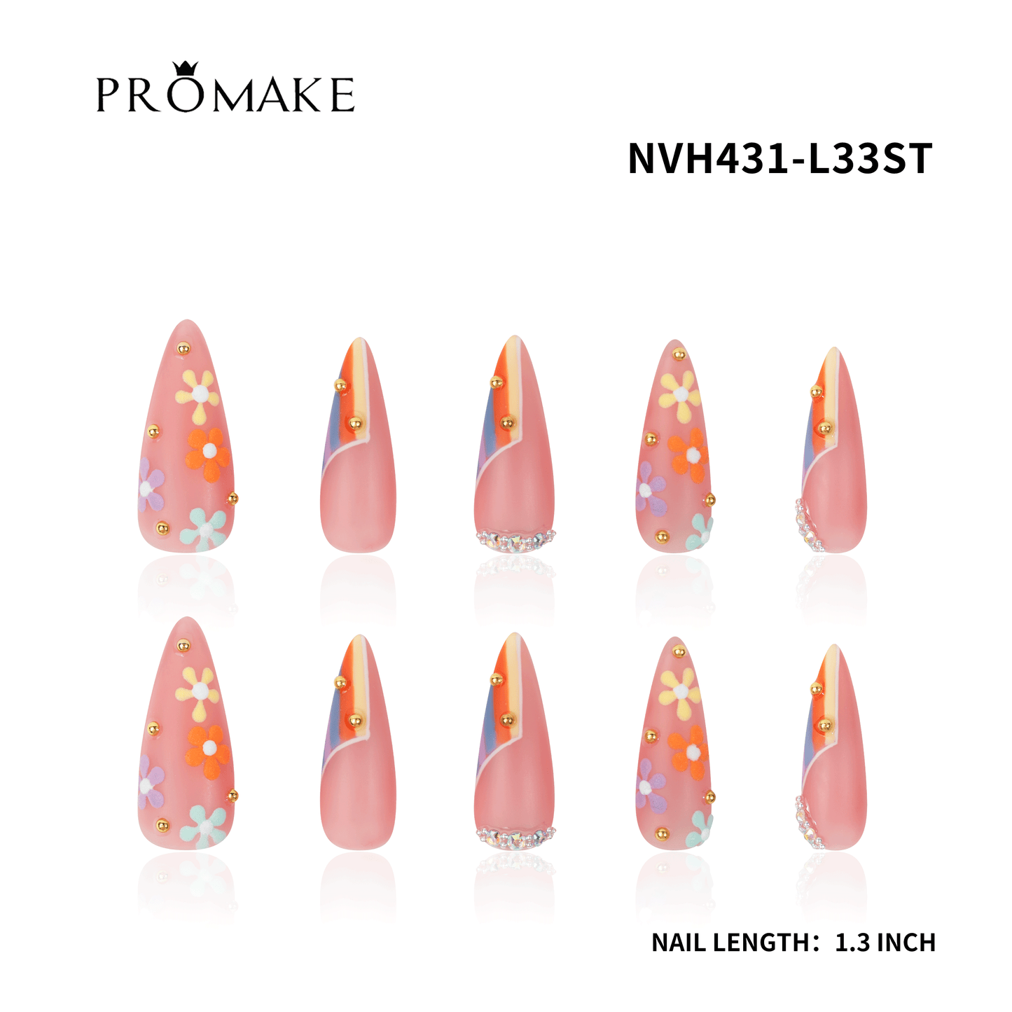 Promake New Drops 3 - New Luxury Handmade Press on Nails-Unique Design-High Quality Nails - With 2 Sets Nails Tools-XS-XL Size（副本）（副本）