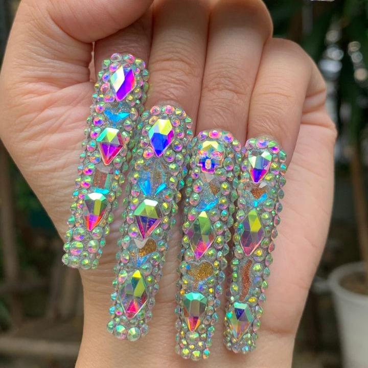 Promake 2.13 Inch Nails-  Luxury Handmade Press on Nails-  Nail Art Nail Care-  With Nails Tools-  54MM Length Super Long Length-XS-XLSize