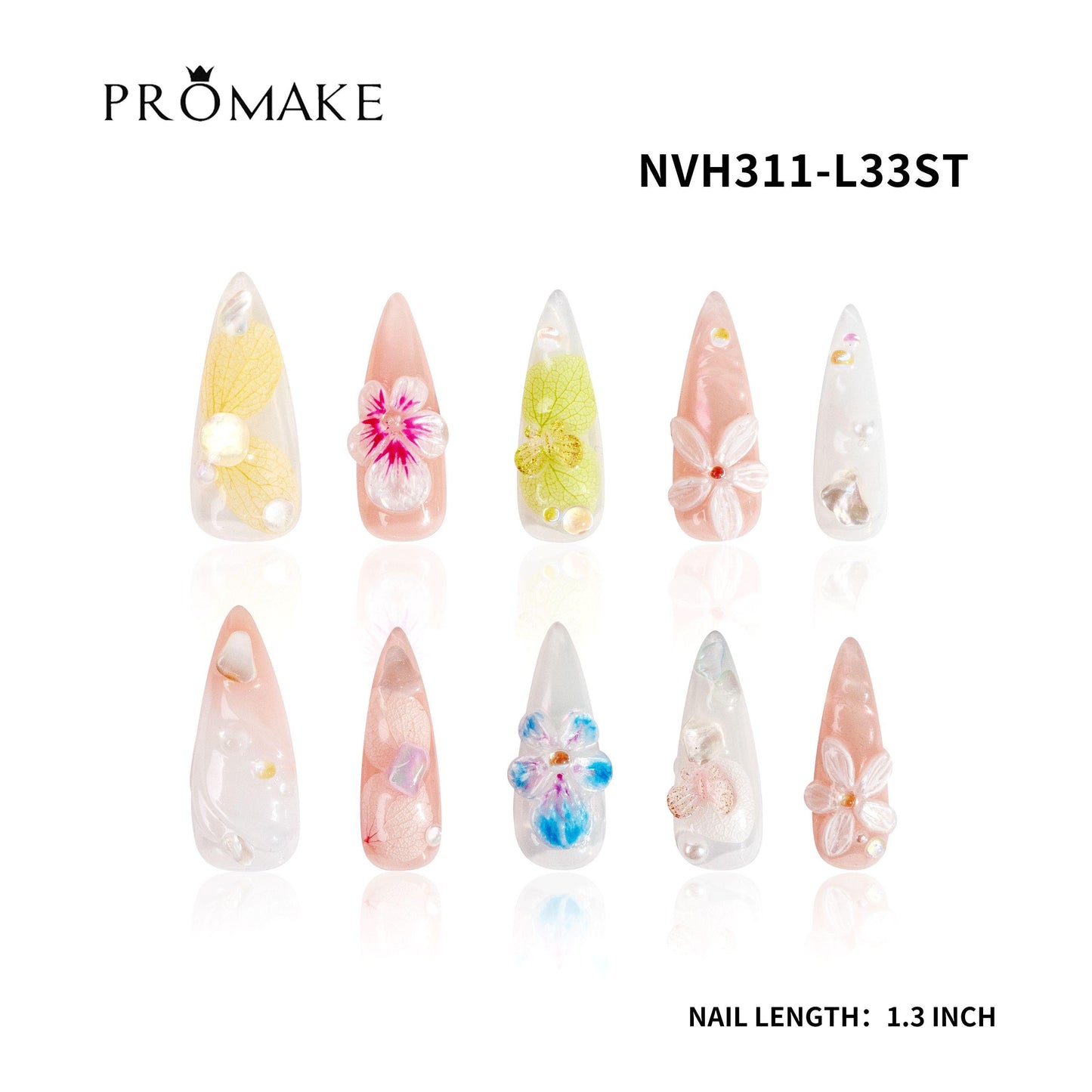 Promake Nails | New XS Size | 100% Handmade Luxury Nails-  Luxury Handmade Press on Nails-Nail Art Nail Care-With Nails Tools-Different Length