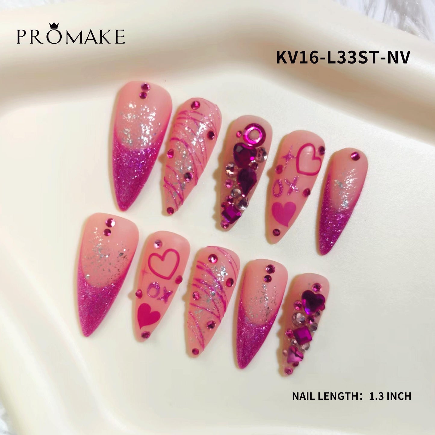 Promake x Kymieann Luxury Handmade Press on Nails-  Hand Nails and Toe Nails-  Nail Art Nail Care-With Nails Tools-  Salon Quality-  33MM Length-  Long Length-  S-L Size