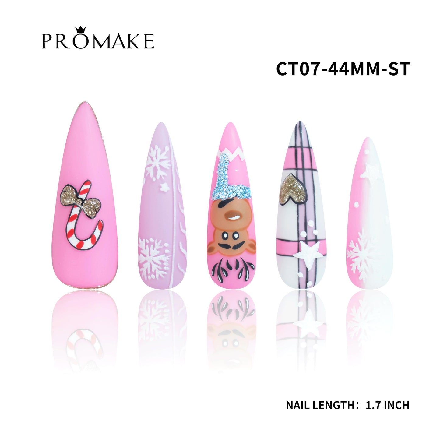 Promake Angel Christmas Collection-  Luxury Handmade Press on Nails-Nail Art Nail Care-With Nails Tools- Different Length  - S-L Size