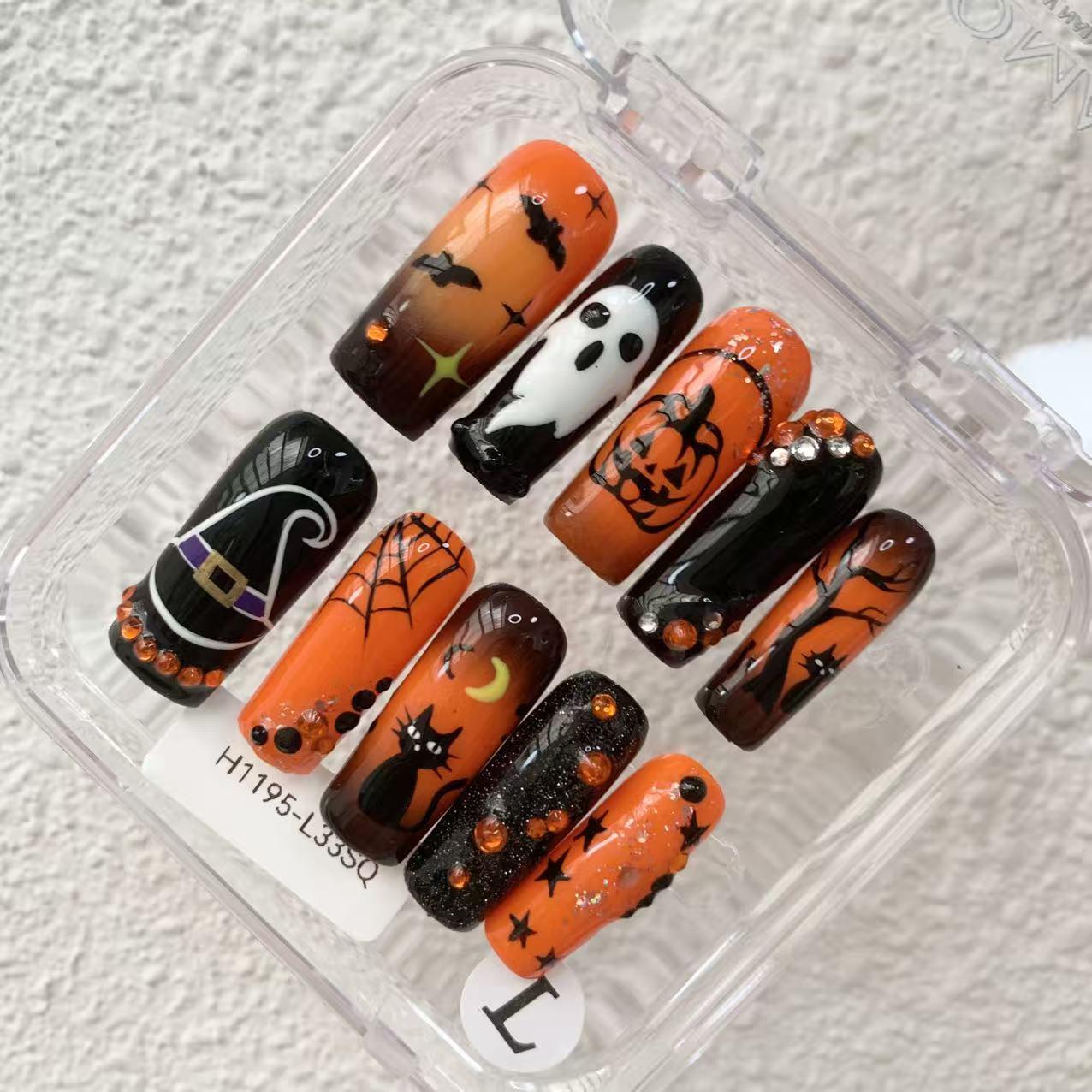 Promake | Best-Selling Luxury Handmade Press On Nails for Women, Reusable Acrylic Fake Nails with 3D Nail Art, Rhinestones and Unique Designer Styles, Multiple Shapes and Lengths, Upgraded Nail Application Kit