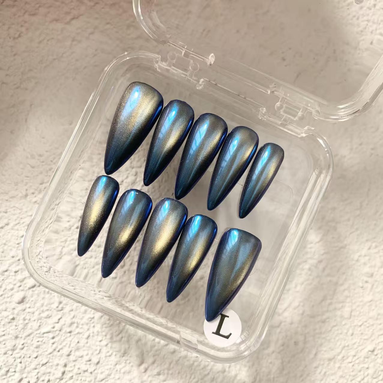 Promake | Two Trending  Luxury Handmade Acrylic Press On Nails for Women - Reusable, 3D Nail Art, Rhinestones, Unique Designer Styles, Multiple Shapes & Lengths, Upgraded Application Kit, Multi-Size