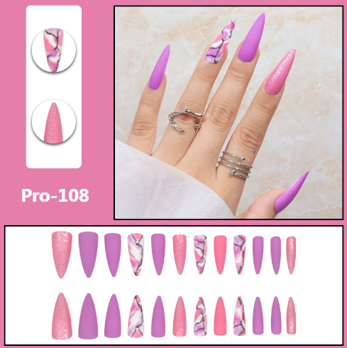 [Buy 6 Get 2]Promakepro Long-length 101-159Press On Nails 24PCS/Sets Unique Design High Quality Reusable