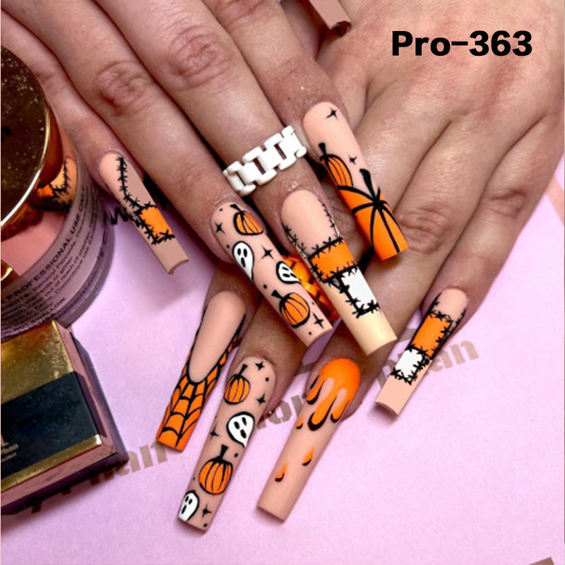 [Buy 6 Get 2]Promakepro 335~368 Press on Nails with Halloween Design 24PCS/Sets Reusable