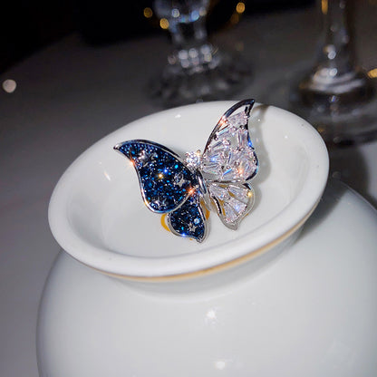Promake® Dark Blue Diamond Butterfly Ring