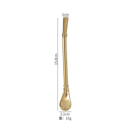 Promake® Factory Wholesale | Creative 304 Stainless Steel Filter Straw Spoon