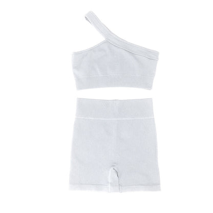 lar YogaPromakepro Boat INS Popu Suit Thread Type Design One Shoulder Sports Bra Set Combination Yoga Clothes Wholesale
